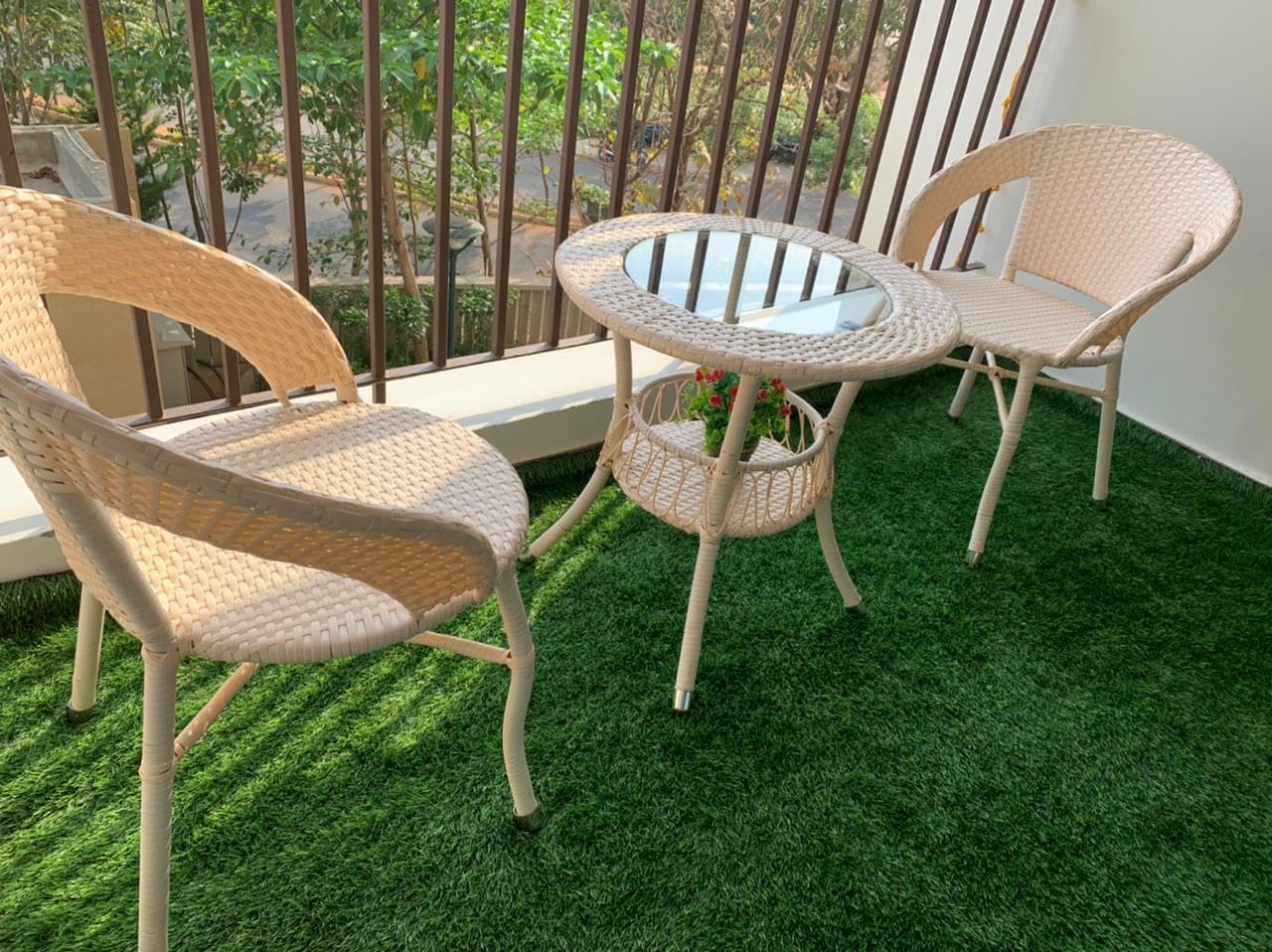 Embrace D-12|Indoor |Outdoor |Living Room| Balcony| Garden|(2 Chair + 1 Table)| Furniture Set| Coffee Chair Table Set| Powder Coated|-image-3