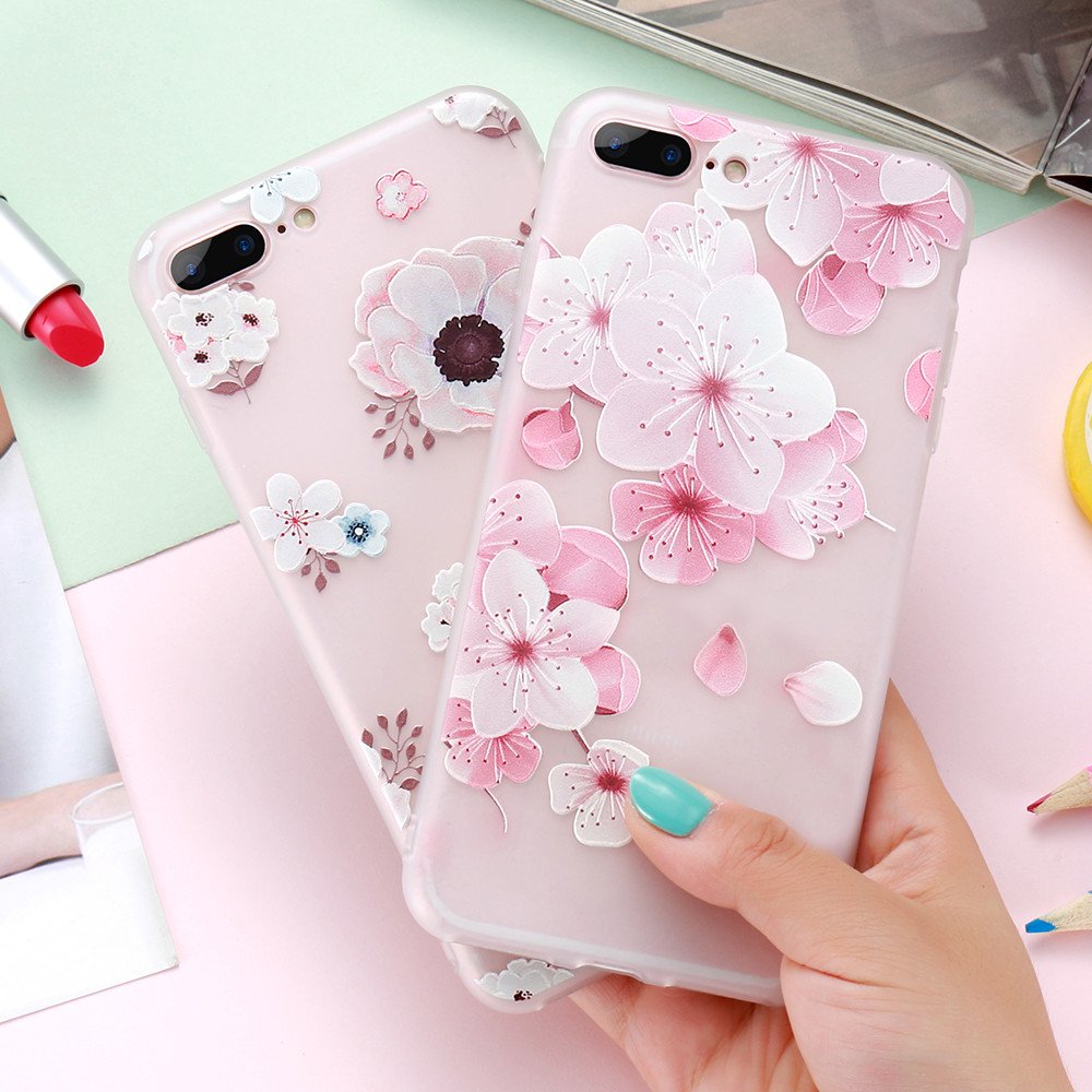 Mixneer iPhone 7 Plus Flower Case, Flower Cases for iPhone 7 Plus, 3D Beautiful Relief Flower Soft TPU Silicon Case Accessories Phone Cases for Apple iPhone 7 Plus 5.5 Inch