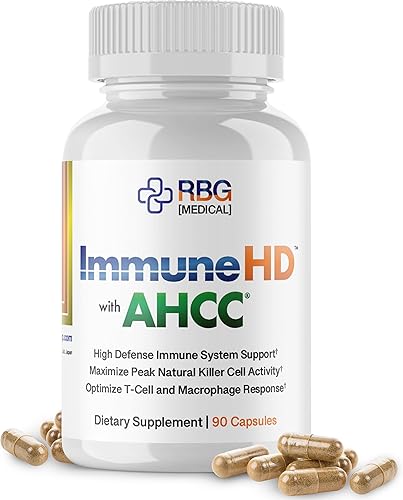 Miniatura 1 de Immune-HD con suplemento AHCC para apoyo inmunológico, 1500 mg de extracto de hongo AHCC + hoja de olivo y quercetina con bromelina, actividad