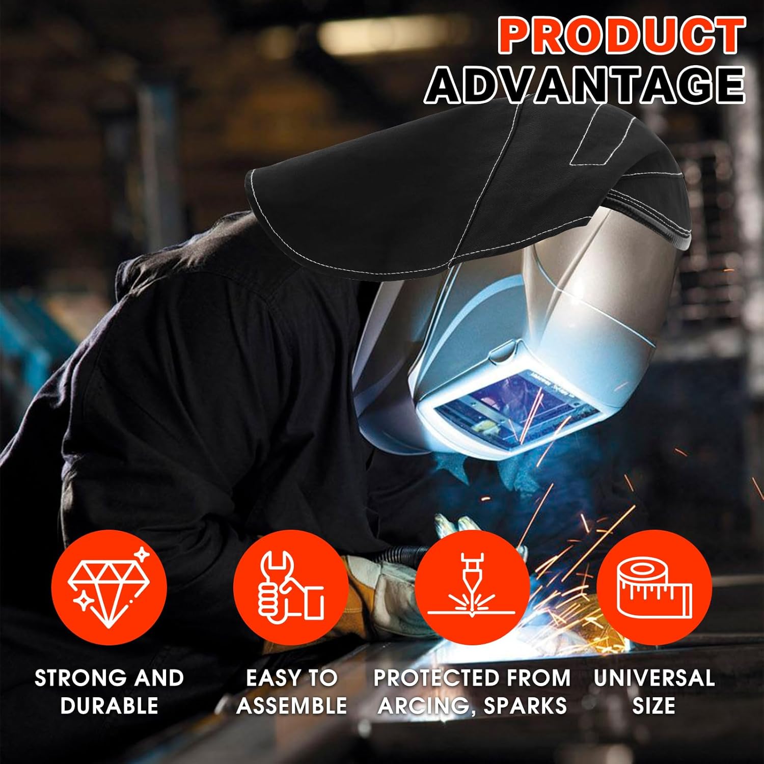 Friendship 2 Pack Welding Hood Cover FR Cotton Full Protection Welders Helmet Headgear Head Cap Headcover Compatible with Most Welding Helmets for Head and Neck Protection(Full Round Protection)