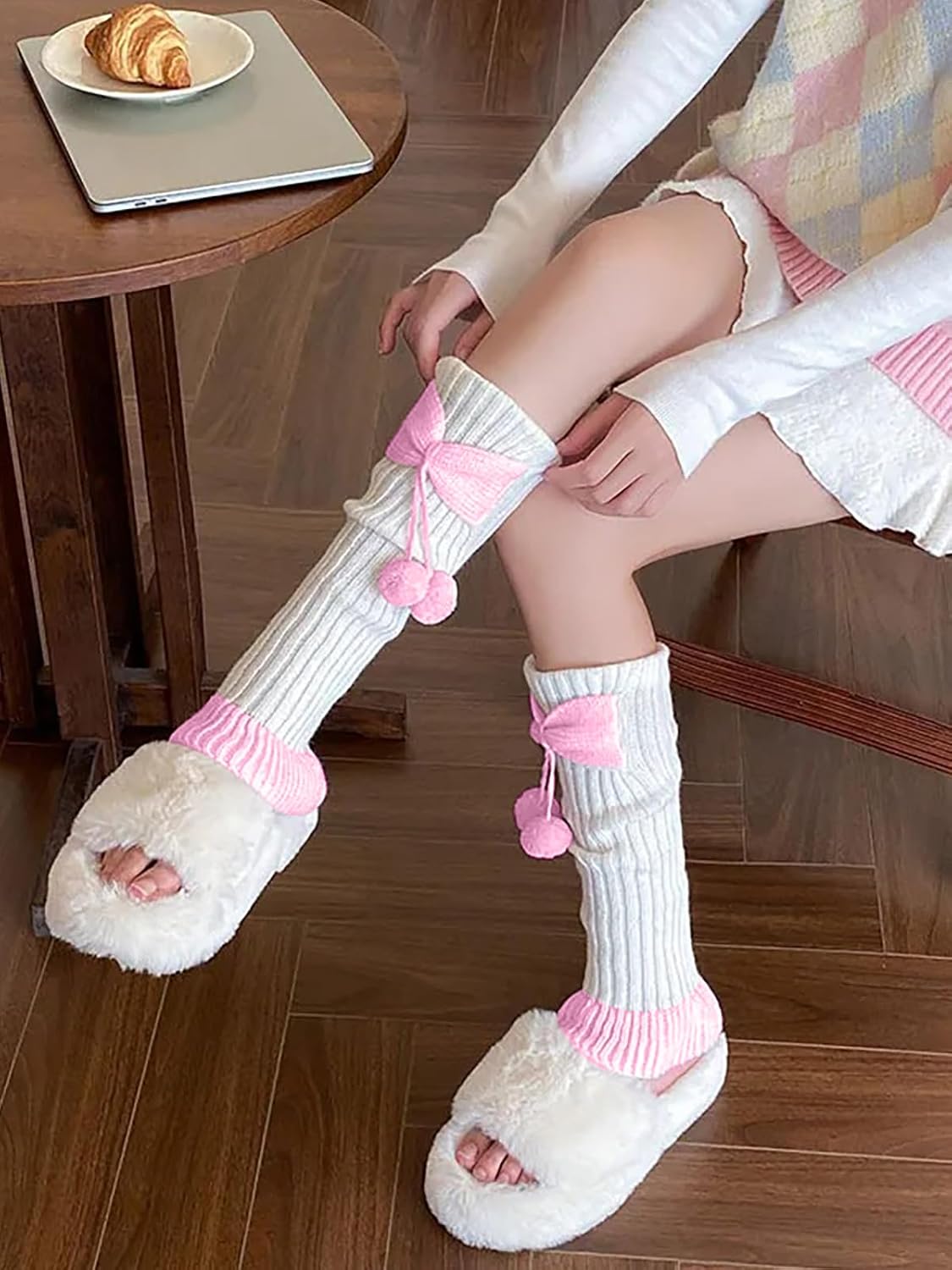 Leoparts Women's Ribbed Knit Leg Warmers Y2K Knee High Lolita Bow Colorblock Leg Sleeve Socks for Girls - Image 4