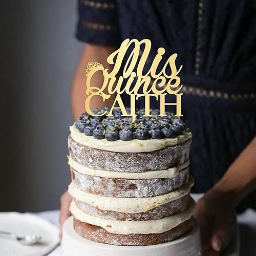 Miniatura 6 de Mis Quince Happy 15th Birthday - Cartel de doble cara para tartas de feliz cumpleaños, decoración de pasteles, fiesta, decoración de pasteles para