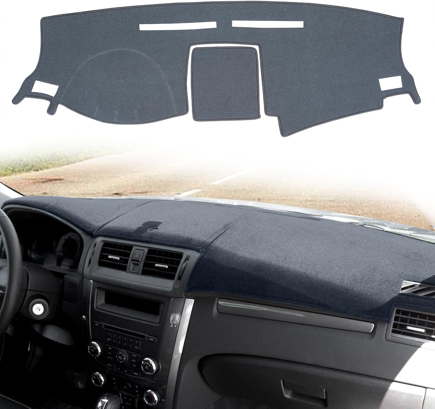 Dashboard Cover Dash Cover Mat Pad Carpet Custom Fit for Ford Fusion 2010 2011 2012 (Black)