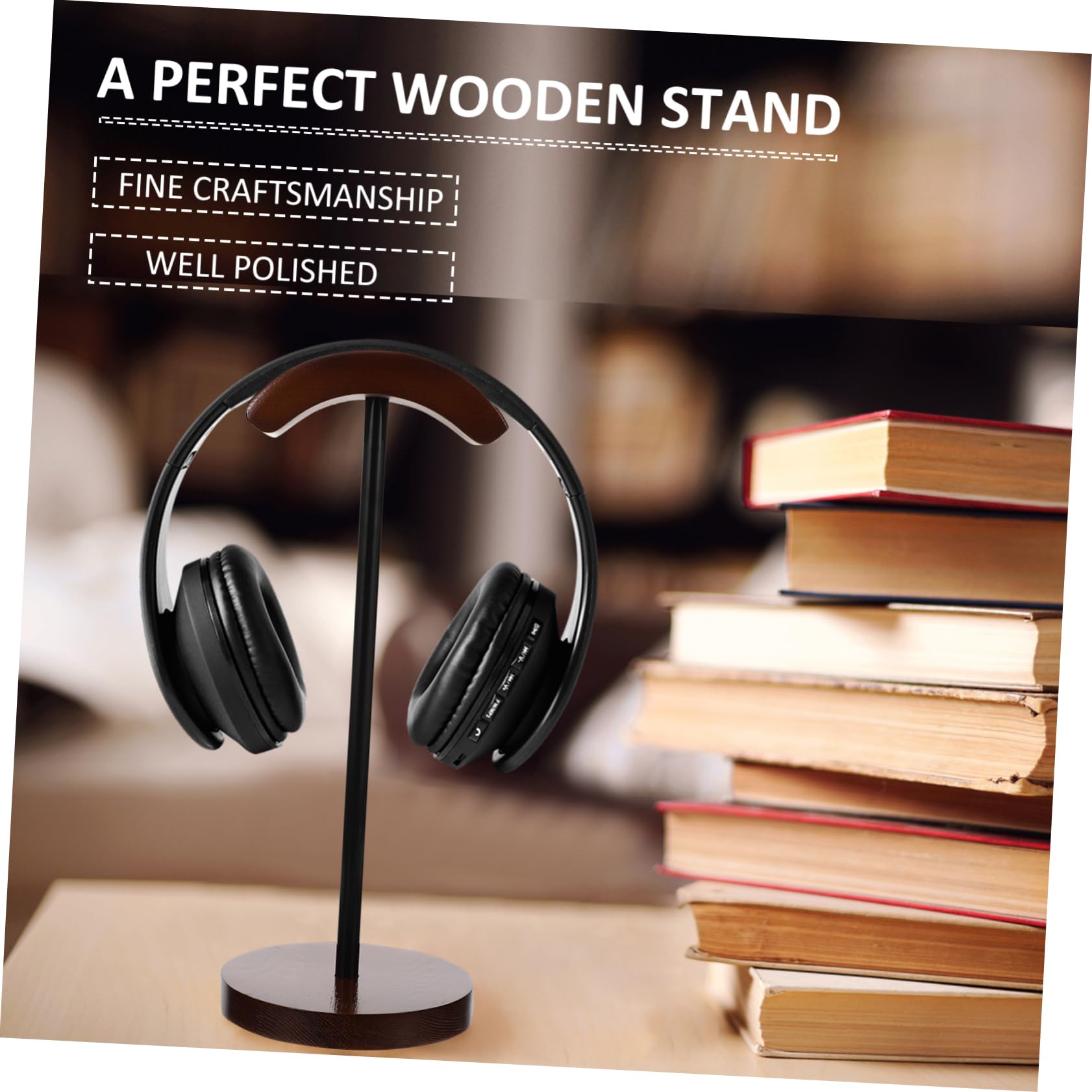 Supporto Porta Cuffie in Legno da Tavolo Appoggio Cuffie Over-ear Base Stabile per Cuffie Cablate o Wireless