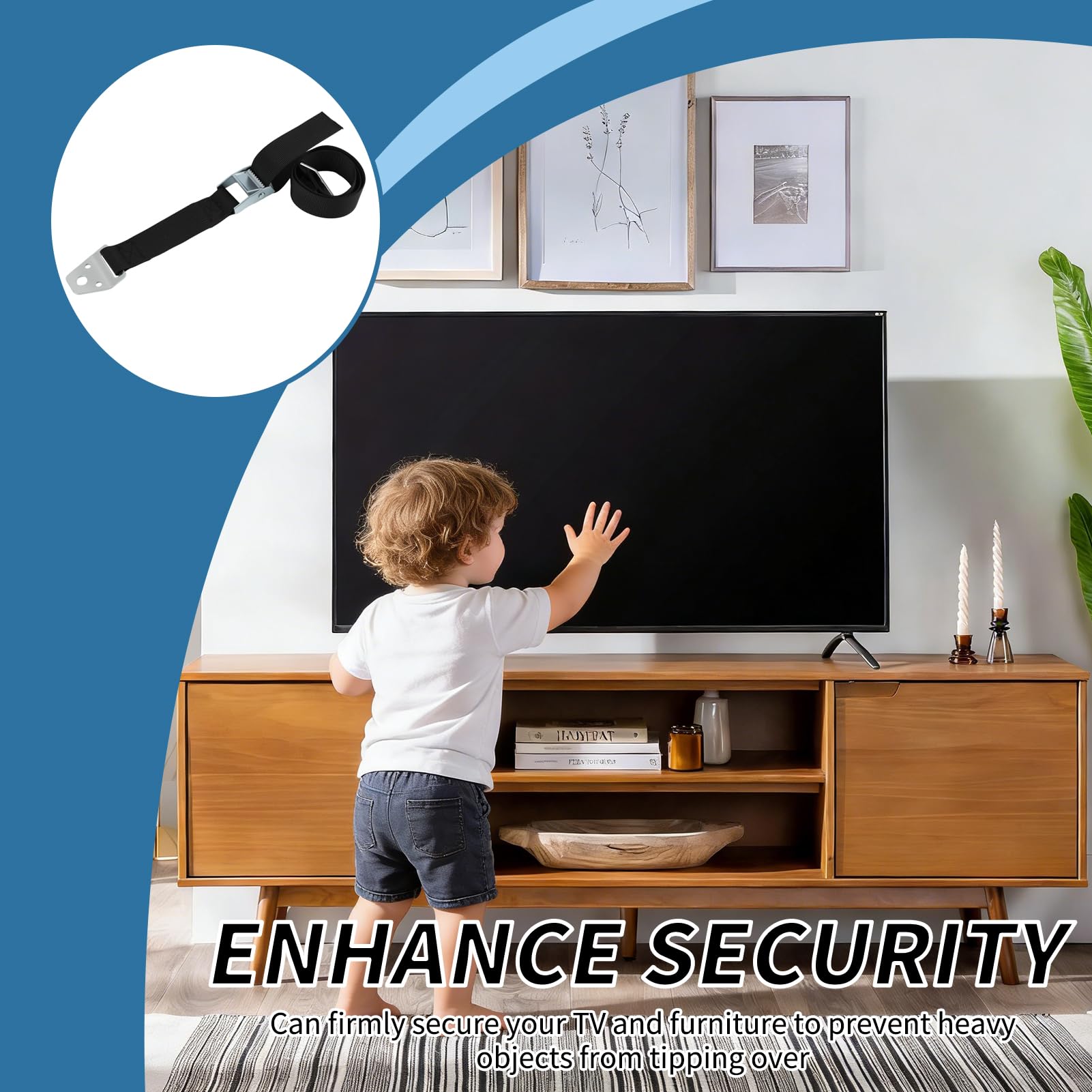 Sangles de Sécurité pour Meubles et TV Anti Basculement Réglables 2PCS