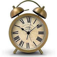 Maxspace Twin Bell Alarm Clock, 6-Inch Dual Alarm Clock with Backlight Loud for Heavy Sleepers, Small Desk Clock for Bedside Table, Battery Operated Shatong - Roman