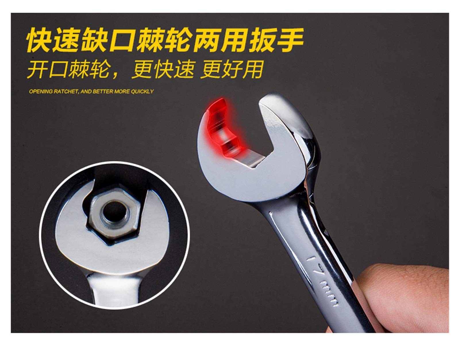 Llave combinada métrica 1 pieza Llave de trinquete antideslizante con ahorro de mano de obra Llave de extremo abierto y extremo de ciruela de doble uso para reparar un juego de llaves (Color : 18mm
