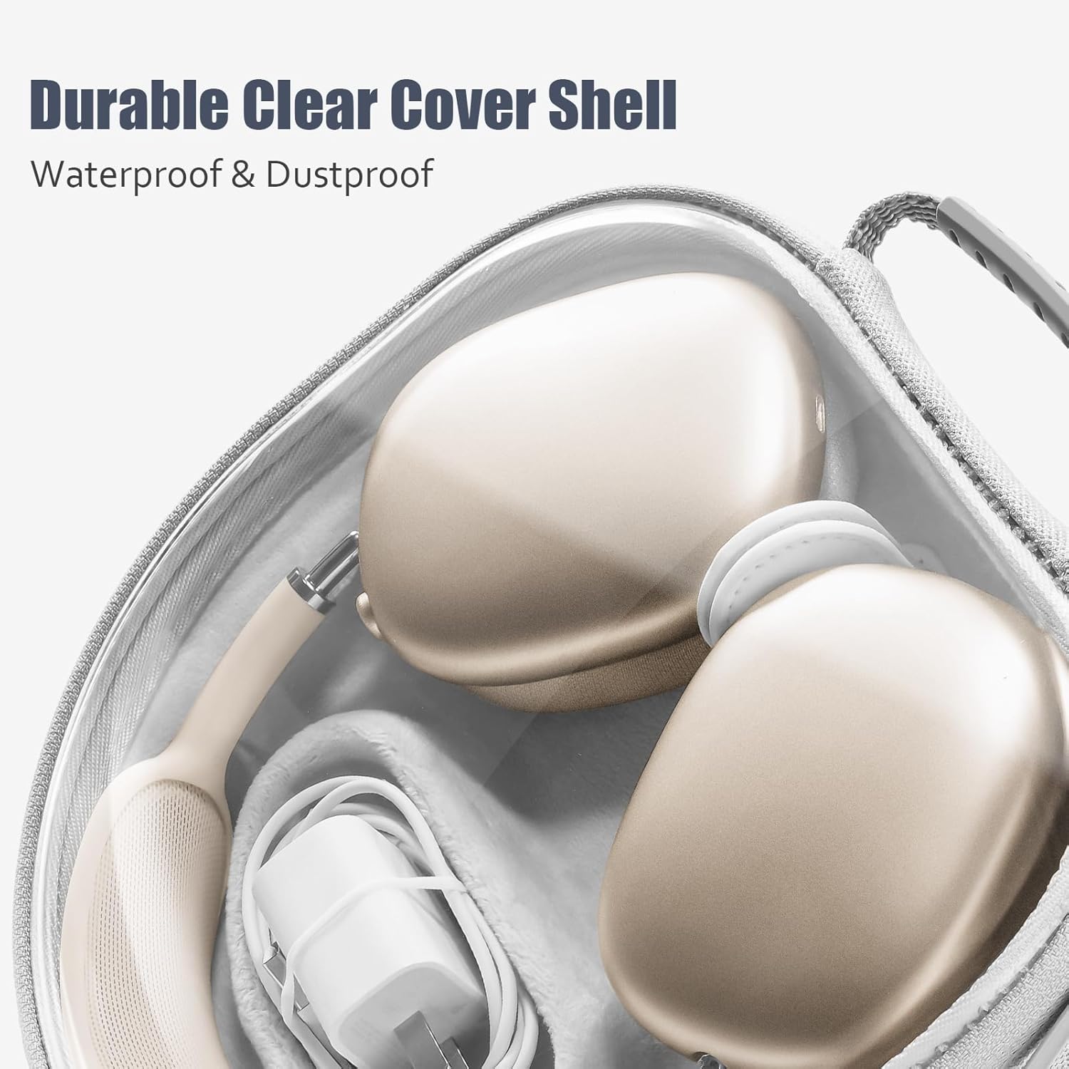 ProCase Smart Case for AirPods Max, Supports Sleep Mode & Clear Front Hard Cover Travel Carrying Headphone Case, AirPods Max 2024 2020 Protective Portable Organizer Storage Carry Bag -Grey