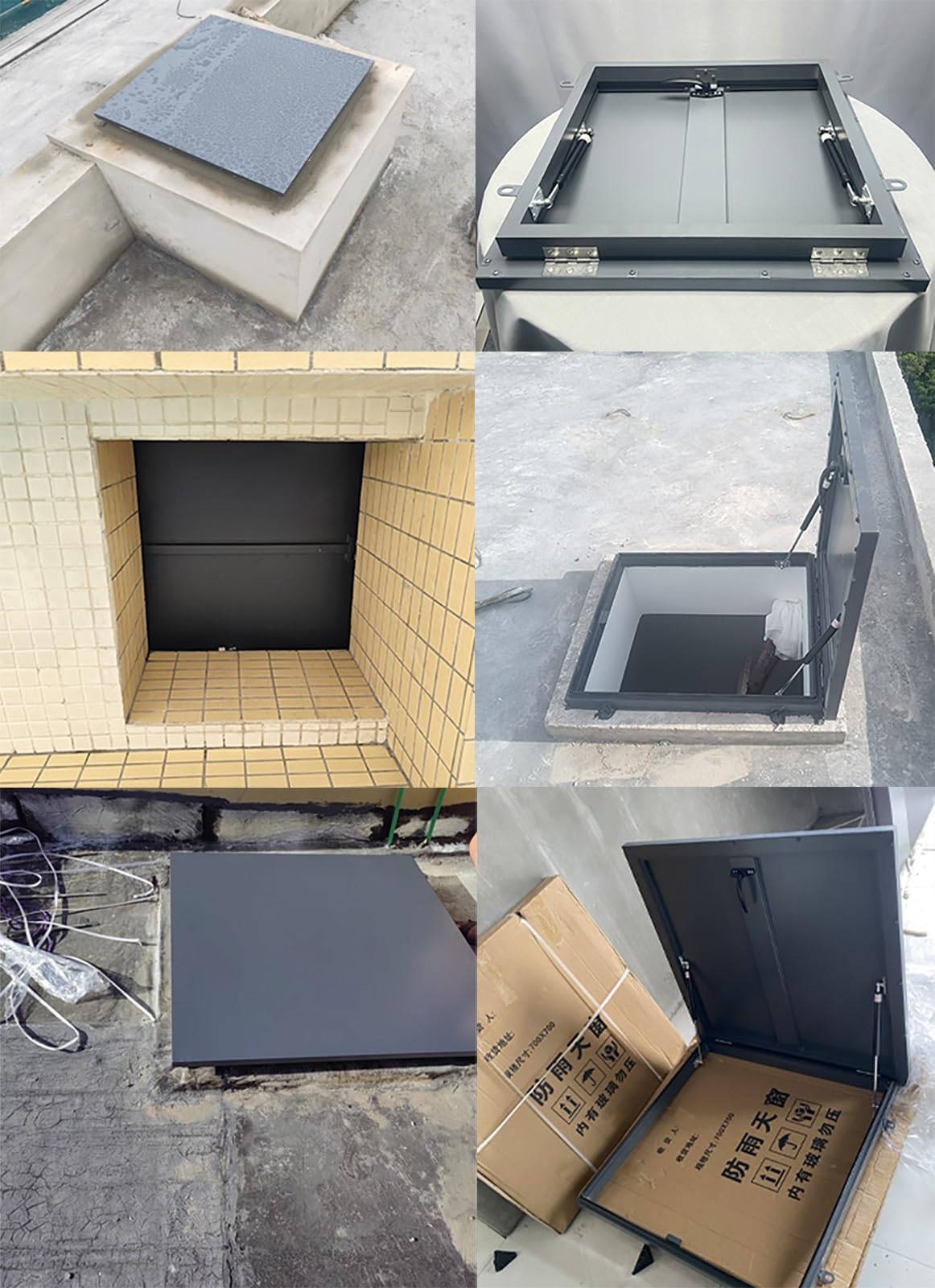 Komercyjny właz dostępowy, wytrzymały, odporny na deszcz, na dach, drzwi ewakuacyjne, osłona włazu, trwała metalowa pokrywa wylotowa (70 x 80 cm 27,6 x 31,5)