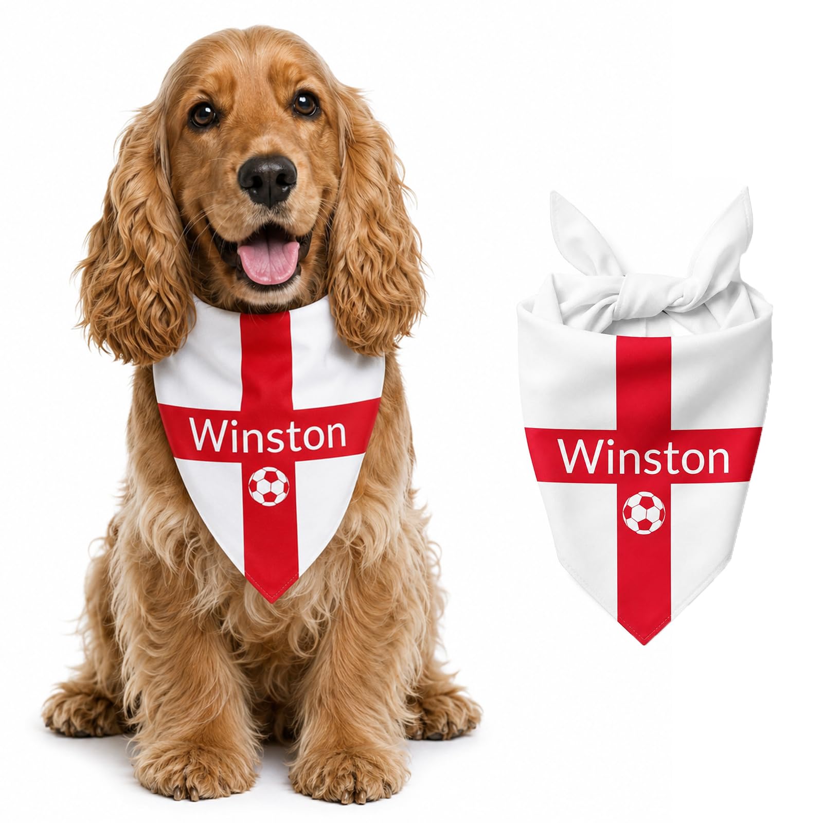 Personalised England Football Dog Bandana, Custom Dogs Bandana World Cup 2026 with Pet Name, Customised Pets Bandana for Medium Large Dogs