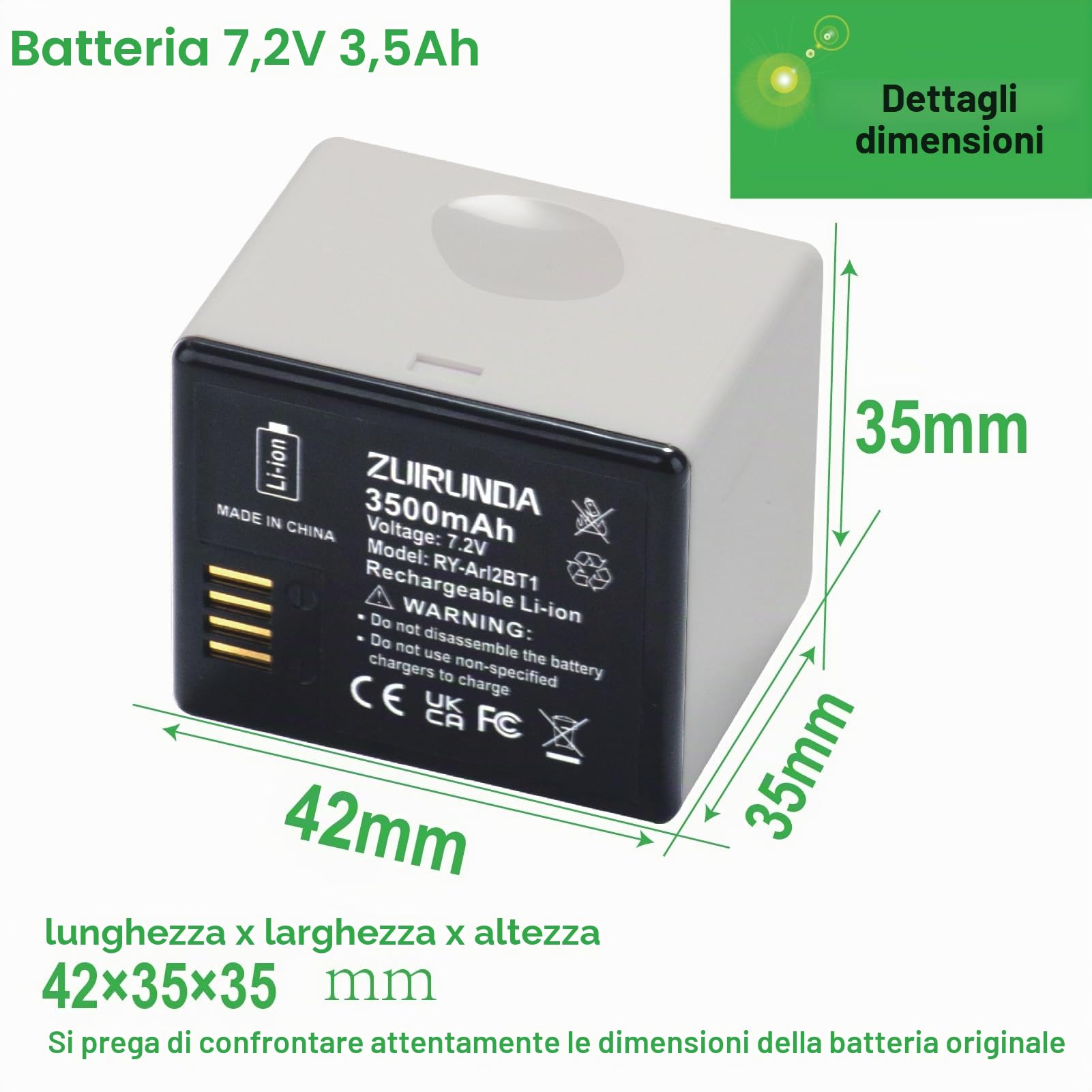 7,2V 3500mAh sostituzione per Arlo Pro, Arlo Pro 2 fotocamera VMA4400 VMC4030 VM4230 VMS3230 VM4030 VM4030P batteria di ricambio con caricabatterie (2 Akku + Ladegerät)