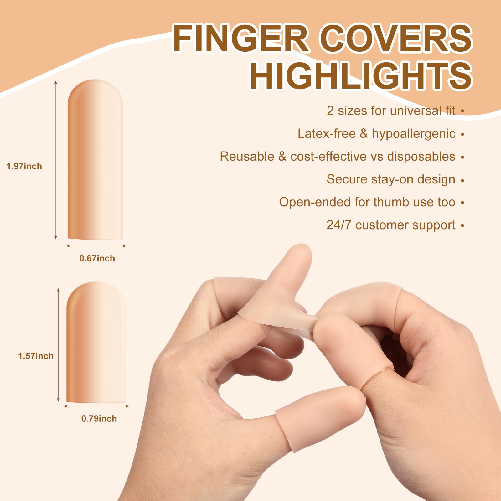 BMKYUET Gel Finger Cots 20Pcs -Reusable Silicone Finger & Thumb Guards,Flexible Shields Against Dryness, Rubbing, and Skin Stress During Activities 3