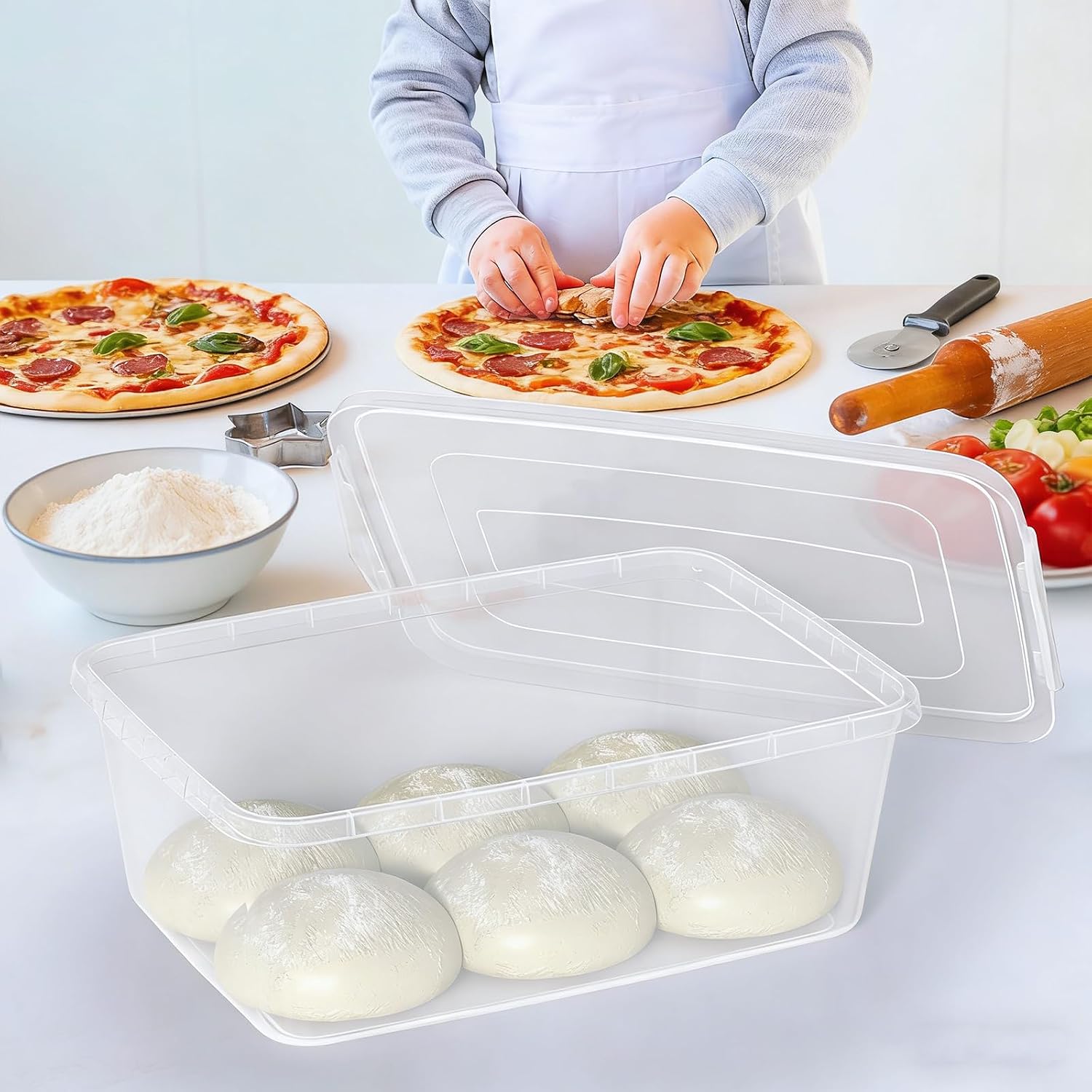 Sadstory 16 Quart Latching Bins with Lid, Pizza Proofing Dough Box, 2 Packs | Clear Plastic Latching Storage Container with Lid