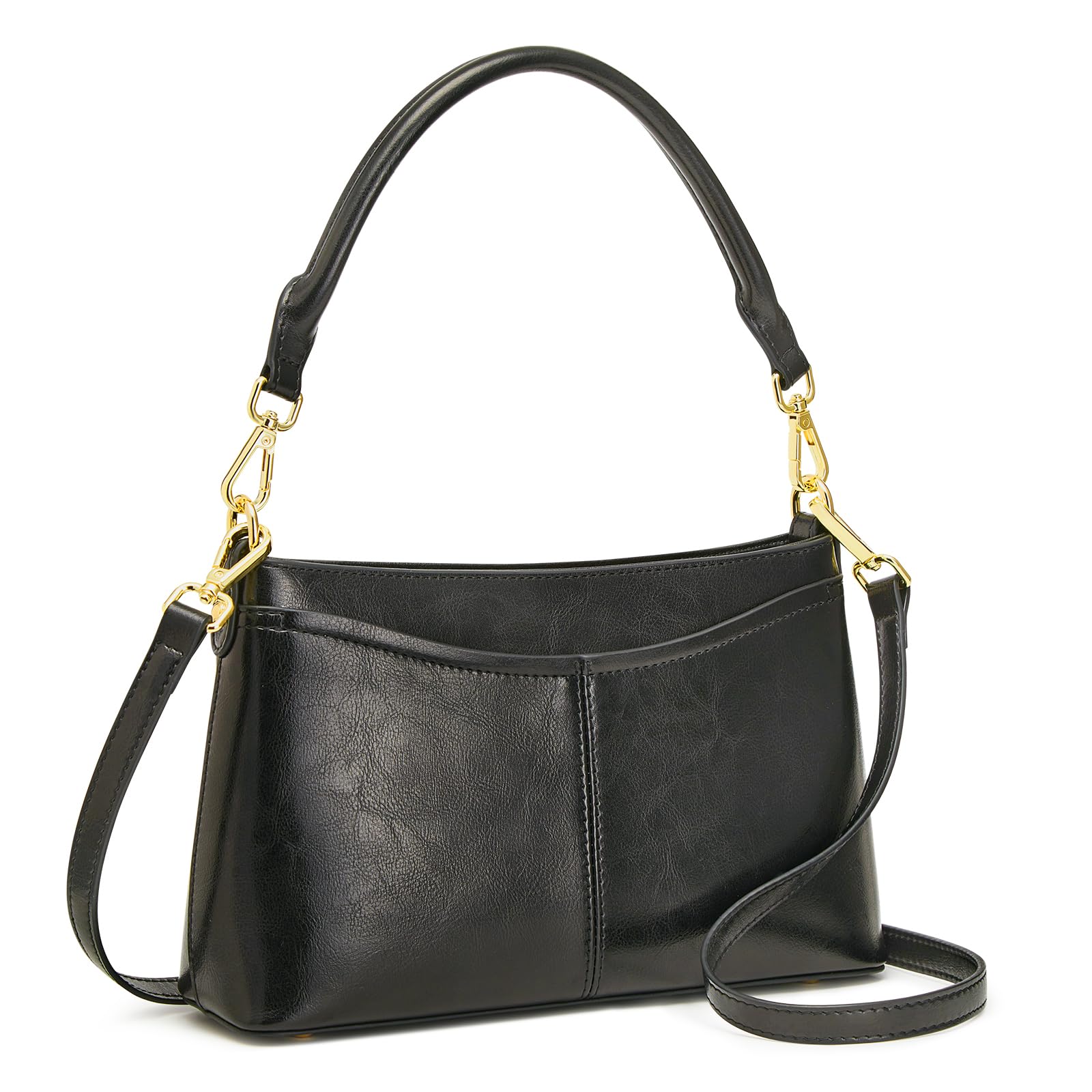 Kattee Handtasche Damen Klein, Crossbody Bag Damen aus Echtem Leder, Umhängetasche Damen mit Reißverschluss, Mini Hobo Bag mit 2 Abnehmbaren Riemen