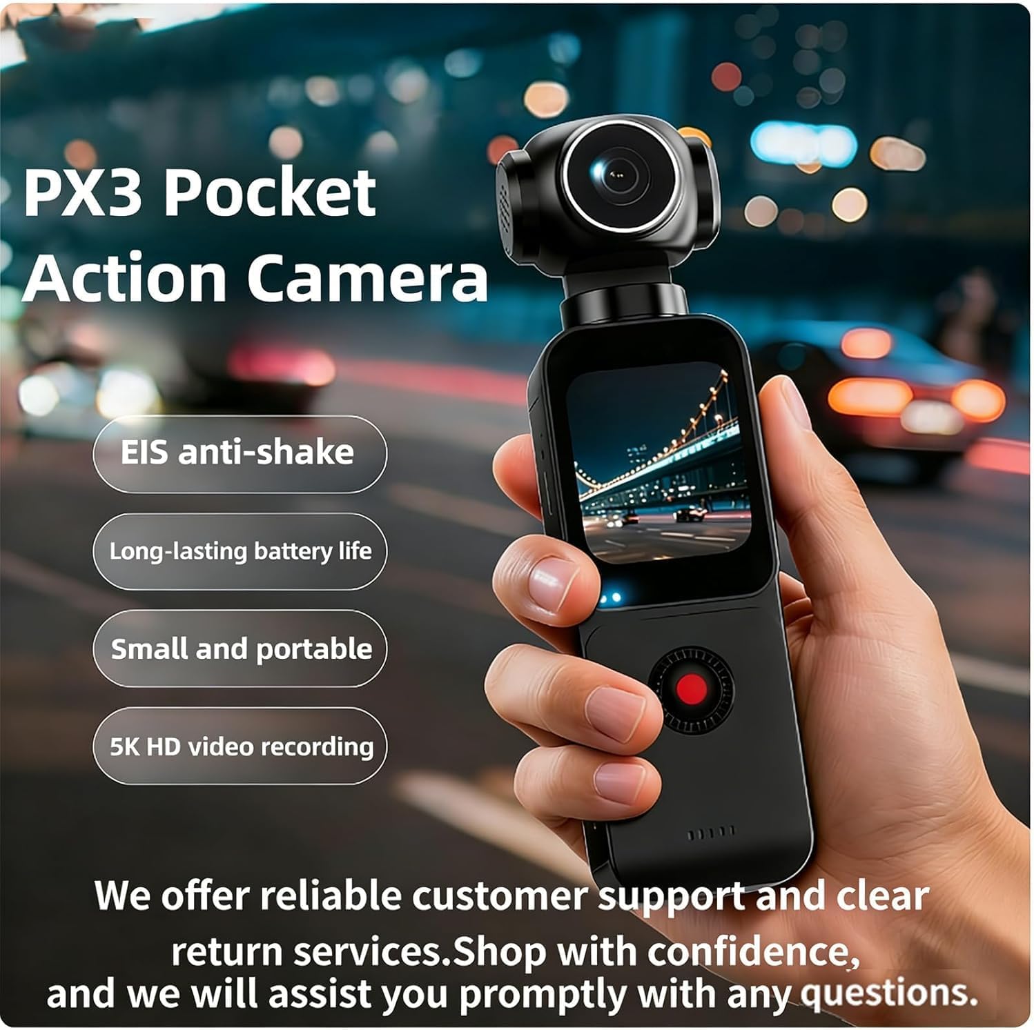 5K HD Pocket Handheld Camcorder,5K Video & 16MP Photo Vlogging Camera,Automatic rotation 270° Rotation Wide Angle,with WiFi face recognition,Touchscreen and autofocus for Travel and vlog (16GB)