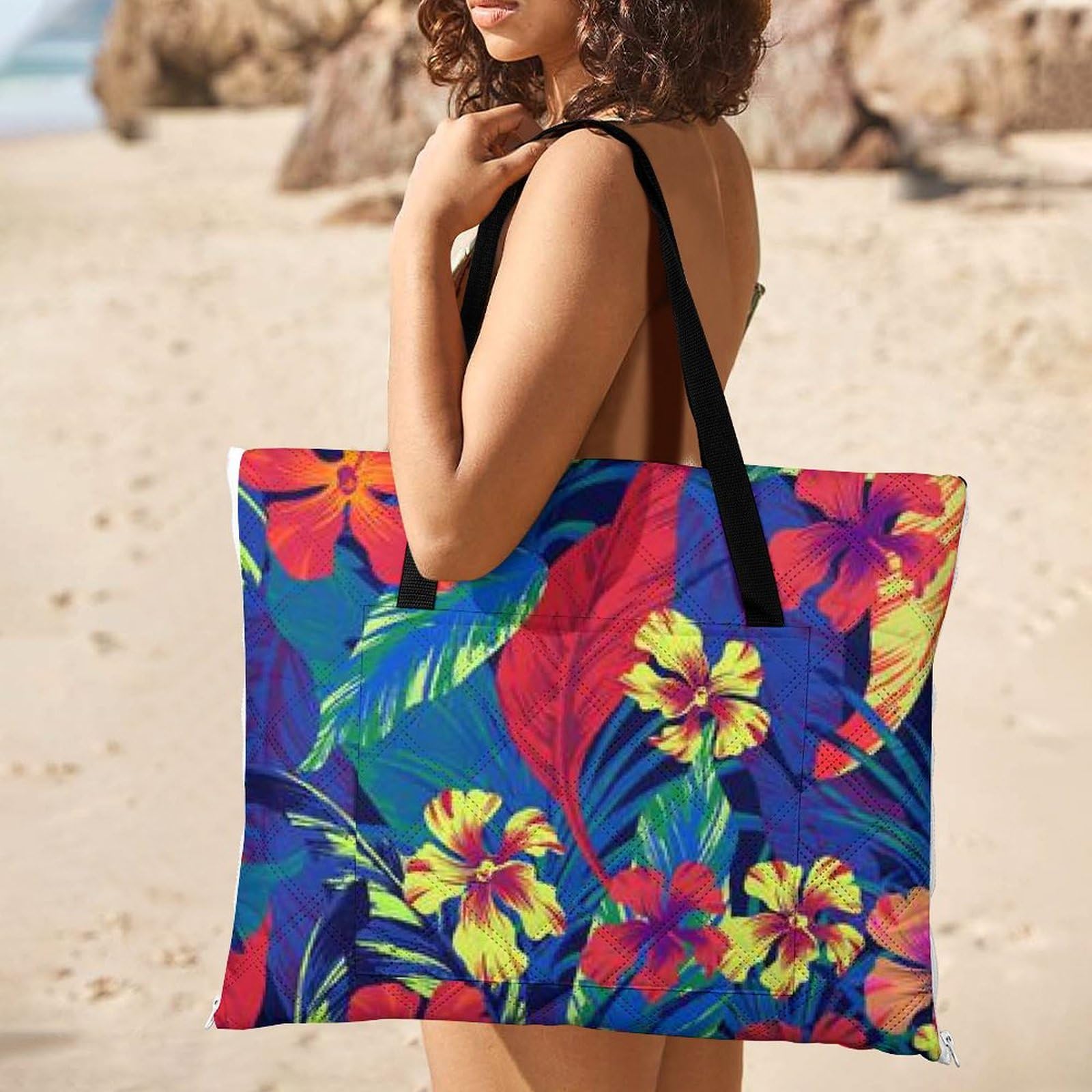 3D Impresión Flores Dress T-Shirt Sweater Toalla Playa Grande Toalla De Playa Grande Manta Impermeable Esterilla De Playa para Playa, Barbacoa, Pícnic, Senderismo 200x200cm