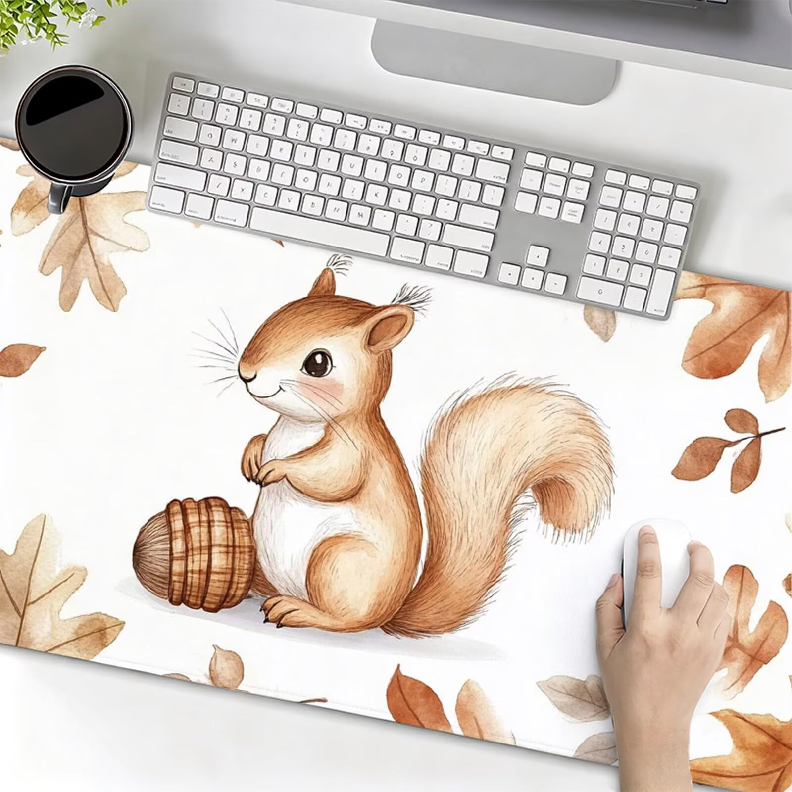 Podkładka pod mysz XXL 1200x600x3mm wiewiórka podkładka pod mysz podkładka pod mysz jesień poprawia precyzję i szybkość, wodoodporne antypoślizgowe, szyte krawędzie, akcesoria do gier, komputer