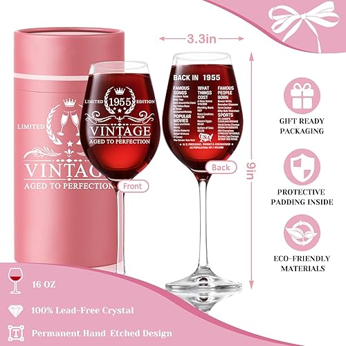 Miniatura 7 de Regalos de cumpleaños número 80 para hombres y mujeres, copa de vino vintage de 18 onzas con tallo de 1943 - Copa de vino de cumpleaños con