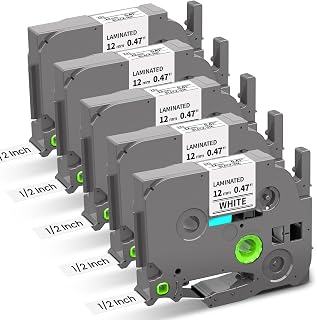 Replace for Brother Label Maker Tape TZe-231 12mm 0.47 Laminated White Tape Compatible with P-Touch TZ TZe 1/2" Black on White TZE231 for PT-D220 D210 H110 D200 D400 1280 D610BT P710BT Refills, 5-Pack