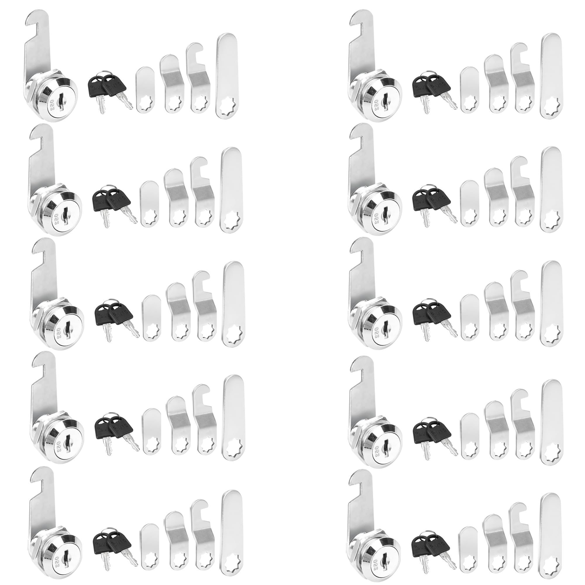 YKUKIZEE 10 Pcs 25 mm Mailbox Box Lock Keyed Alike, Cam Locks Replacement with Keys and Lock Plates, Security Post Box Locks for Locker Tool Letter Box Filing Cabinet