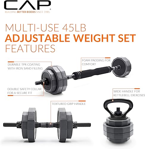 Miniatura 3 de CAP Barbell Juego de pesas ajustables multiusos mancuernas versátiles, mancuernas y pesas rusas para entrenamientos de cuerpo completo Opciones de
