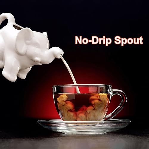 Miniatura 15 de HIC Kitchen Mini crema de elefante con asa, porcelana blanca fina, 2 onzas