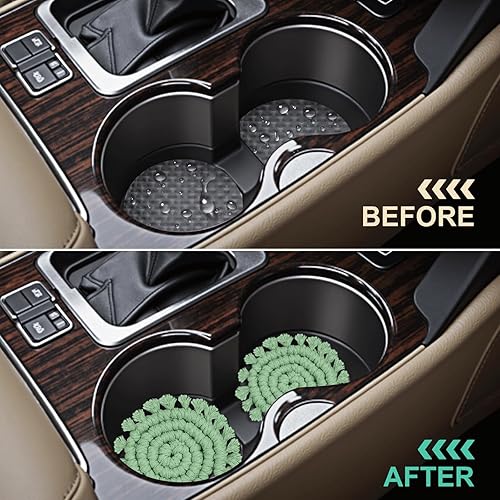 Miniatura 6 de Paquete de 2 posavasos de algodón para portavasos de automóvil, portavasos de automóvil, soportes para bebidas, lindos soportes de macramé bohemios,