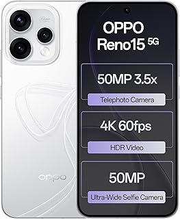 Oppo Reno15 5G (Glacier White, 8GB RAM, 256GB Storage) with No Cost EMI/Additional Exchange Offers