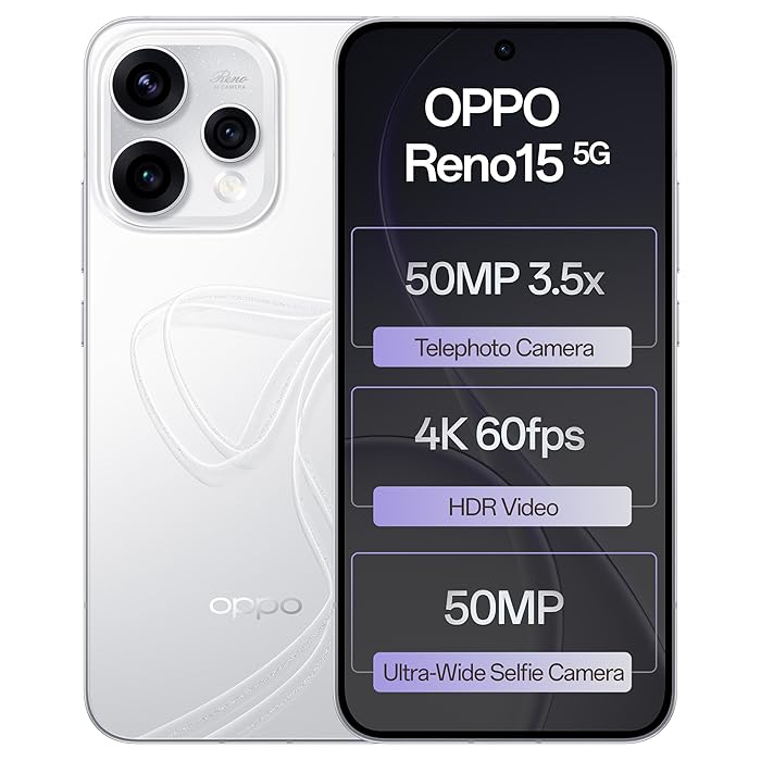 OPPO Reno 15 256GB Glacier White Android 15 Dual SIM