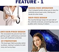 Vista 2 de SIEPASA Paraguas invertido invertido de 49/56 pulgadas, doble toldo extra grande, ventilado, resistente al viento, impermeable, paraguas de golf