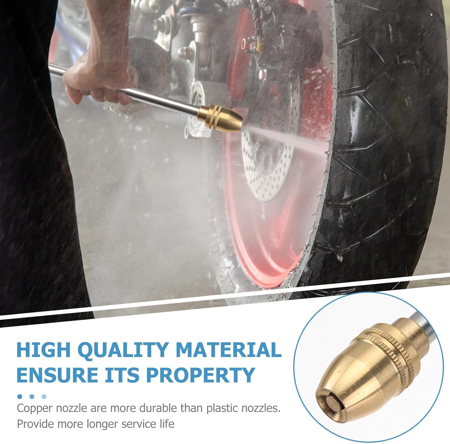 Car Wash Hose Nozzle Long Metal Plating High Pressure