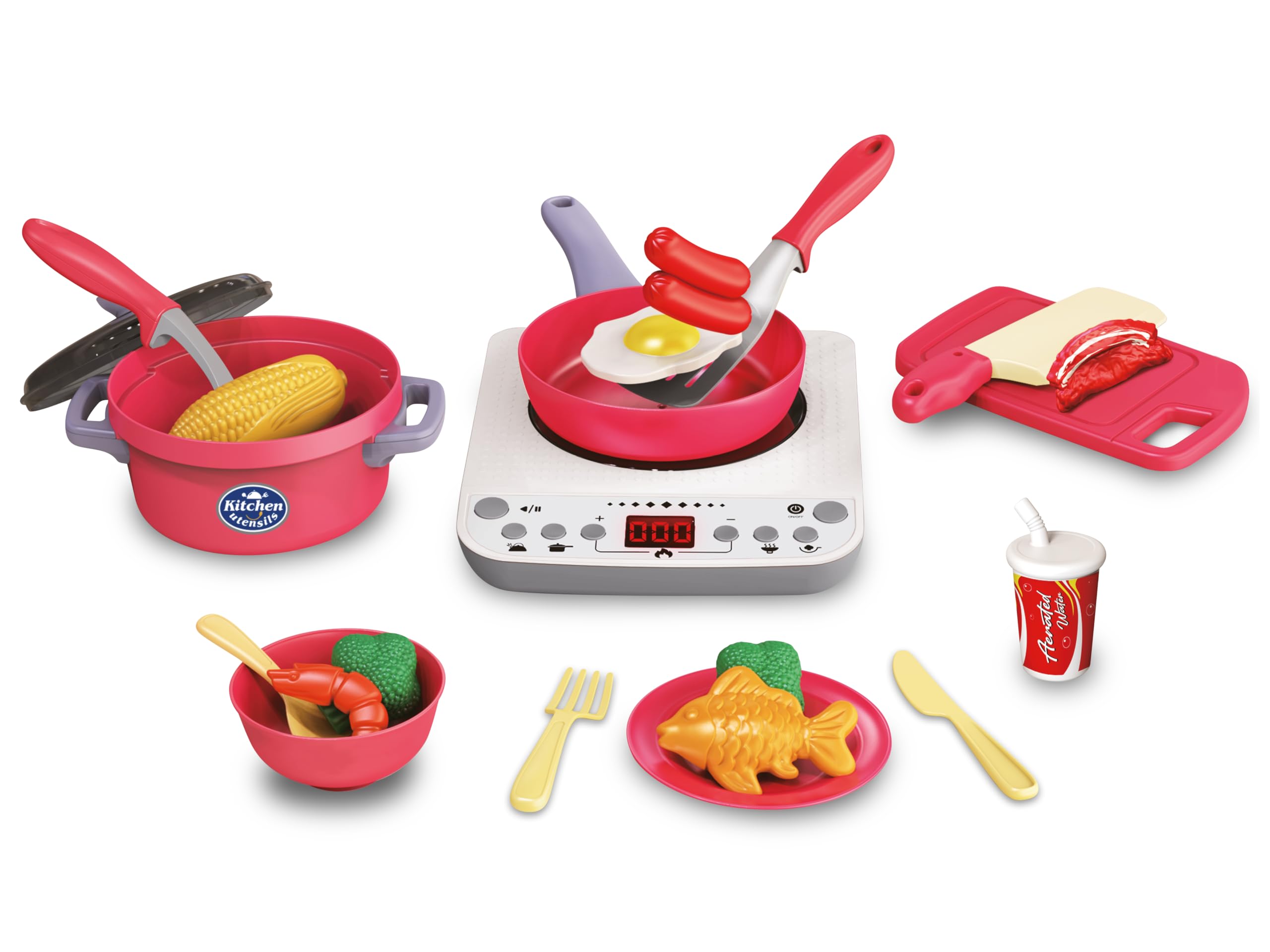 Teorema - Set Accessori da Cucina, Giocattolo per Bambini con Frigorigero, Fornello Luci e Suoni, e Accessori