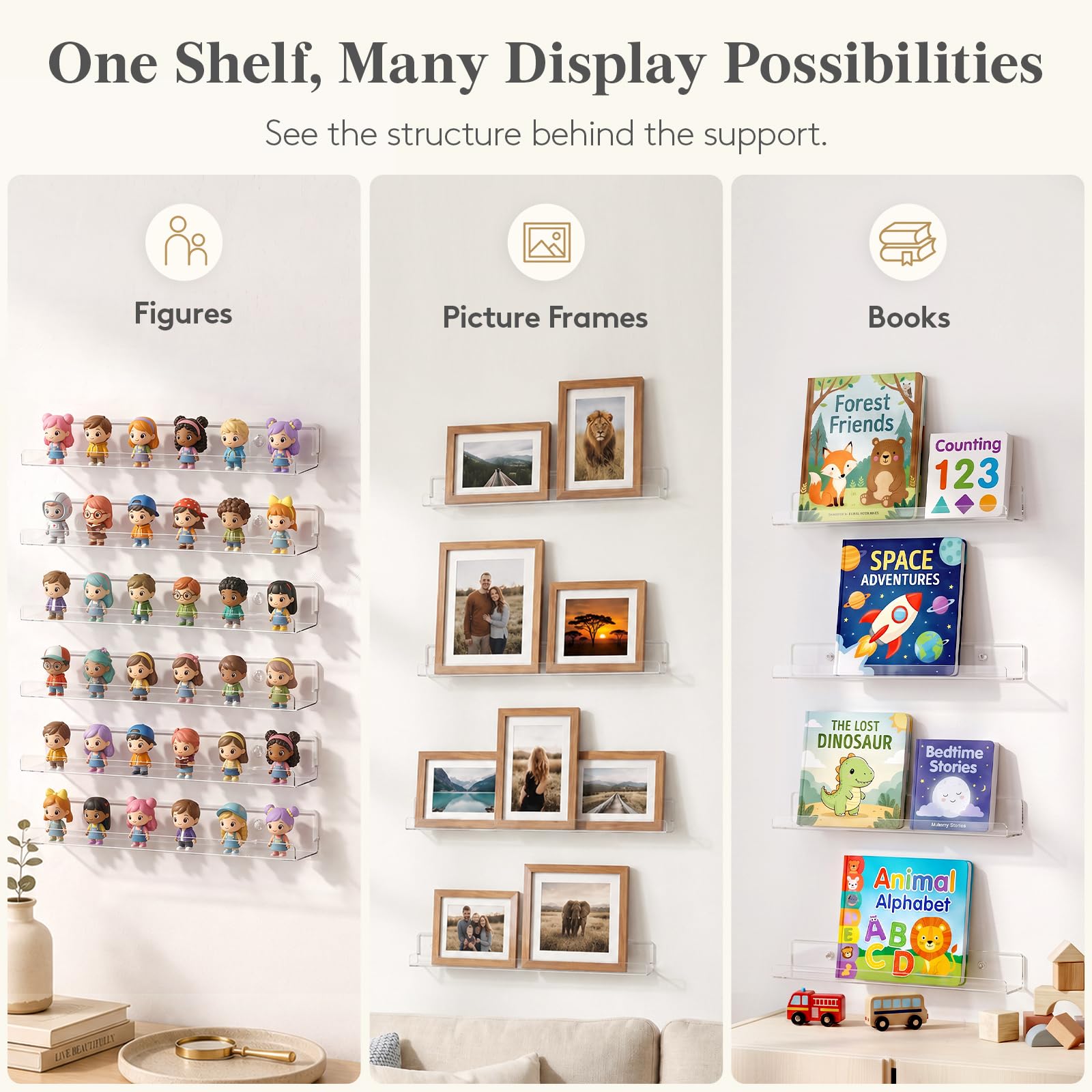 Lifewit Vinyl Record Shelves - Clear Acrylic -7 Lifewit Vinyl Record Shelves - Clear Acrylic -7