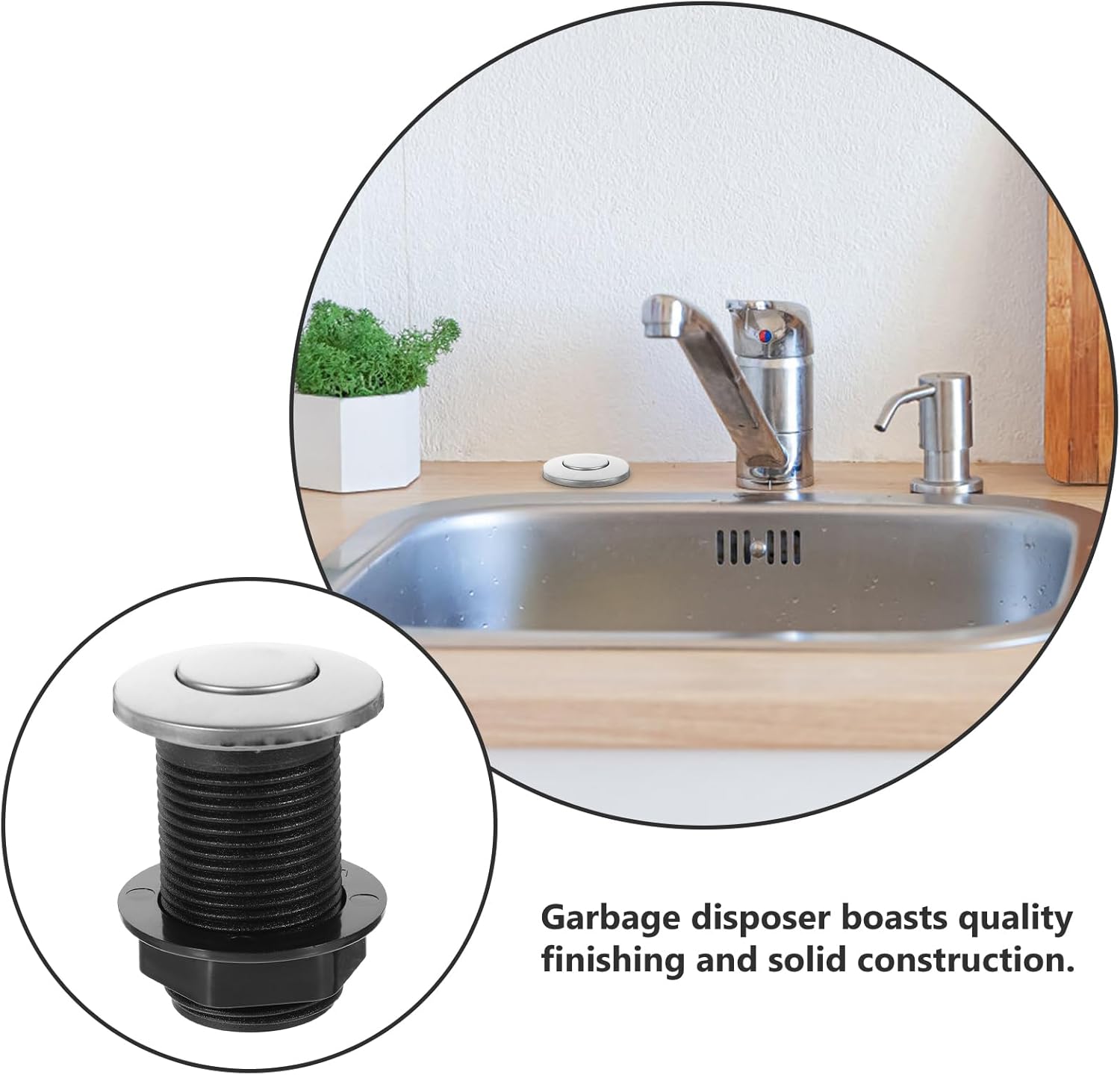 DOITOO Pneumatic Air Button Switch 2.63In for Garbage Disposal Pressure Activation Air Activated Push on-off Valve Accessory for Sink Waste Systems