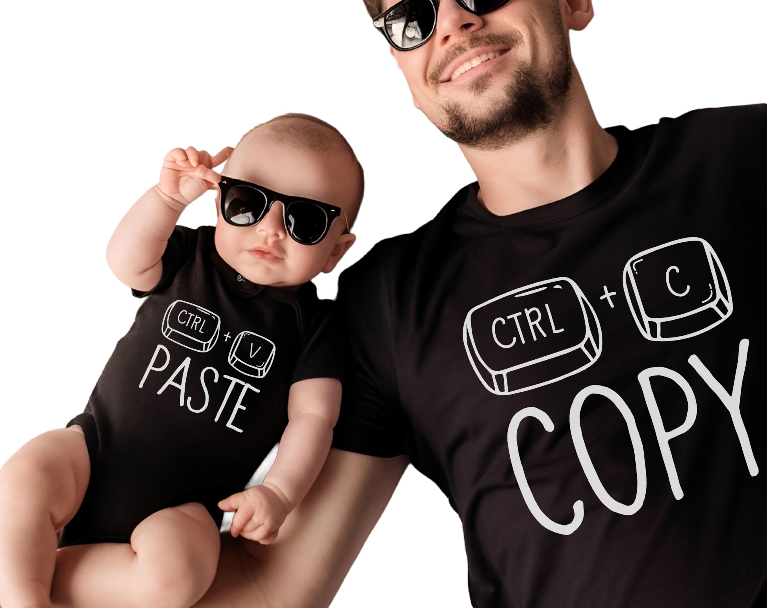 Funny Daddy and Baby Matching Shirt and Onesie Set CTRL C Copy CTRL V Paste Outfit Father Baby Gift Idea New Dad Present Tech Themed Family Look Cute Announcement Set