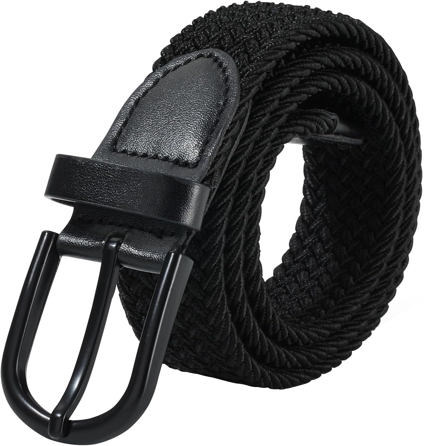 AWAYTR Boys Elastic Braided Belt - Black Pin Buckle Stretch Golf Baseball Belt for Boys and Girls Aged 4-12 Years