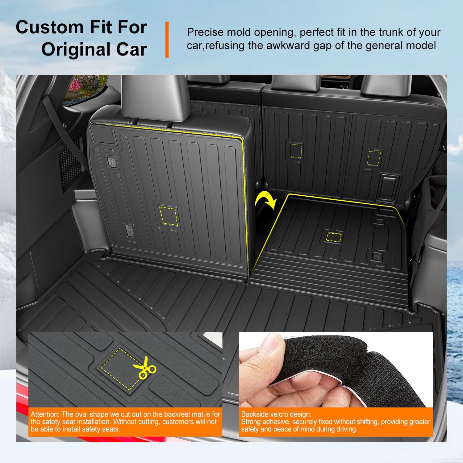 powoq 7 Seats Cargo Mat Compatible with 2024-2026 Lexus TX350 TX500H TX550H+ Cargo Liner Trunk Mat TPE Backrest Trunk Liner Replacement for 2024 2025 2026 Lexus TX Accessories - Image 2
