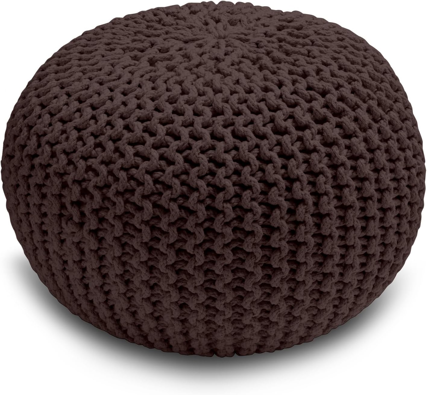 Home Sweet Home UK Handmade Ottoman Large Knitted Pouffe Footstool - 100% Cotton Chunky Knitted Round Pouffes For Living Room - Suitable For Resting Feet, Occasional Seating & Decor