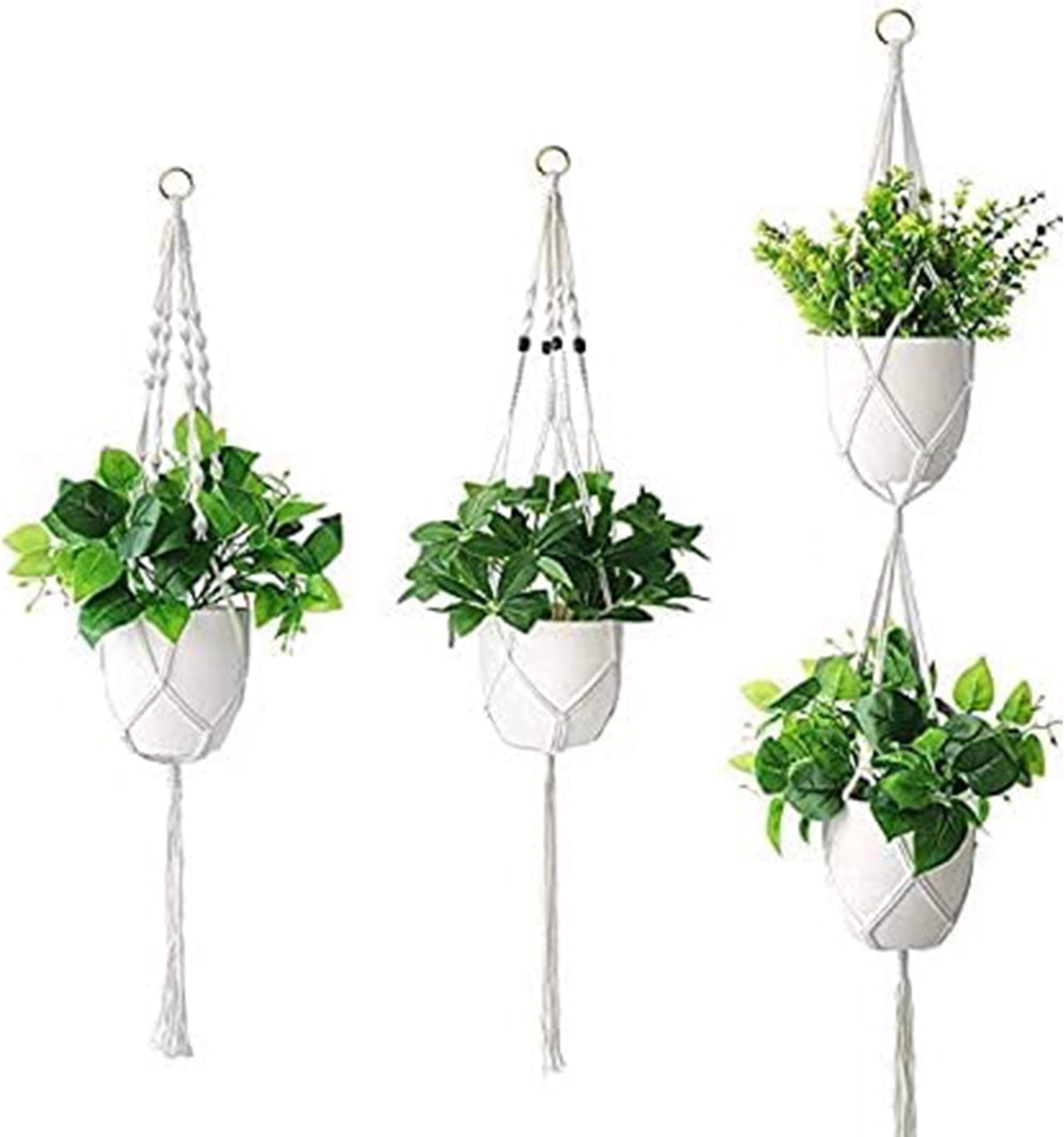 LOVE N BEYOND Tulip 3-Pack Macrame Plant Hangers, Unique Designs,Handmade Cotton Rope Hanging Planters Set Flower Pots Holder Stand, for Indoor Outdoor Boho Home Décor