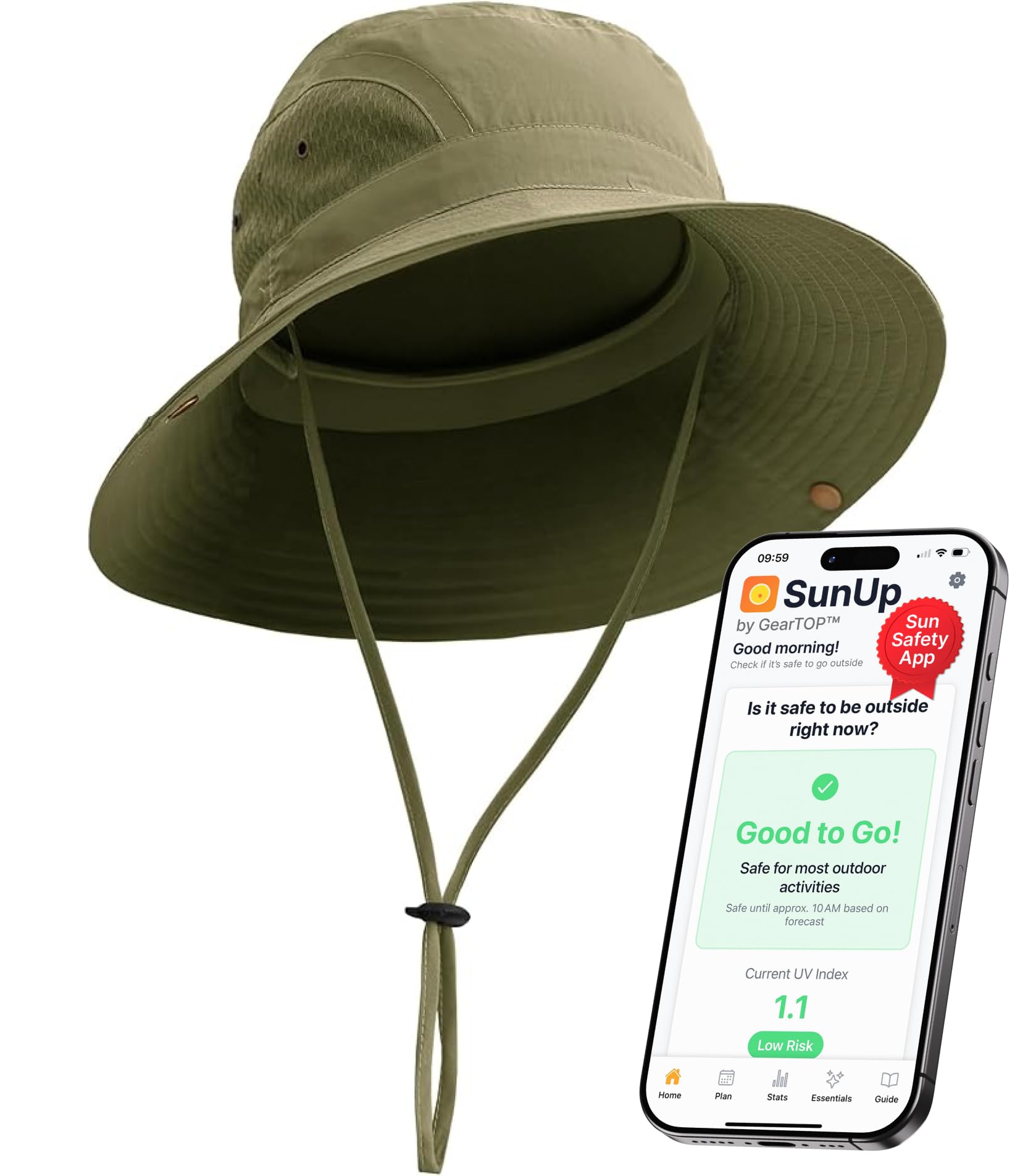 GearTOP Fishing Hats for Men and Women Sun Protection Camping Hat Bucket Hat with Strings