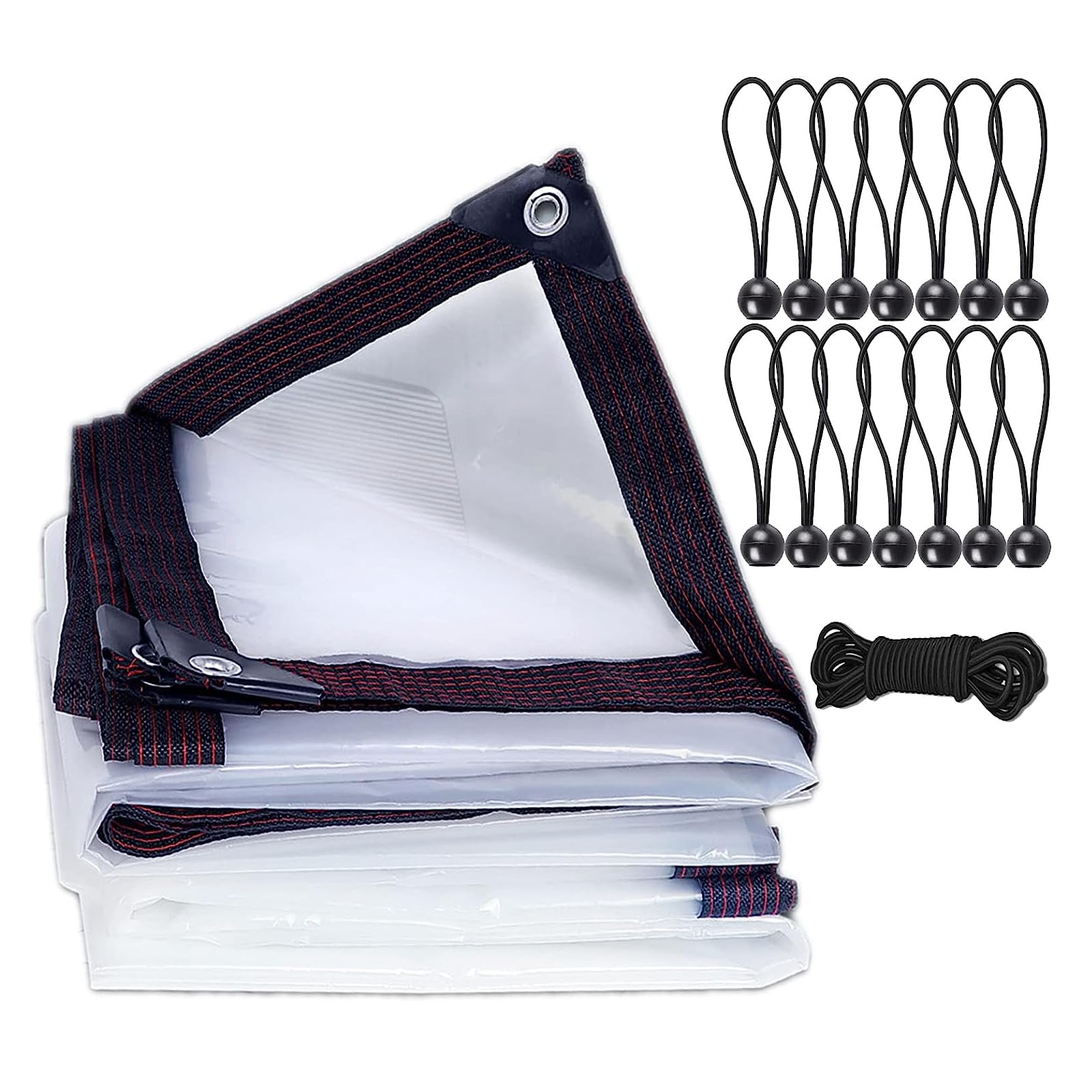 2x1m wasserdicht Transparent Plane mit ösen,abdeckplane baufolie,Regenschutz Windschutz Mehrzweck wasserdicht Plane,Tarp Für Balkon im Pflanzengewächshaus Garten,Einschließlich Planenspanner