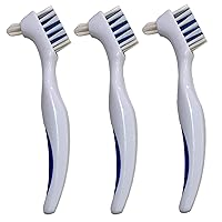Vista 1 de Cepillos limpiadores de prótesis – Cepillo de dientes de doble cara con mango de goma ergonómico para el cuidado de la dentadura dental – Juego de 3