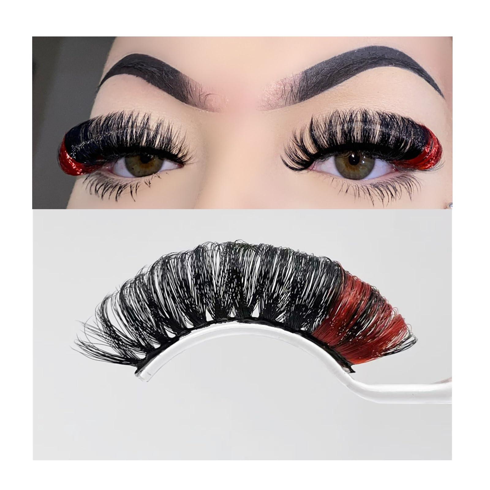 Amazon.com: 1 Pair Black Eyelashes with Red Color on the End, Tip
