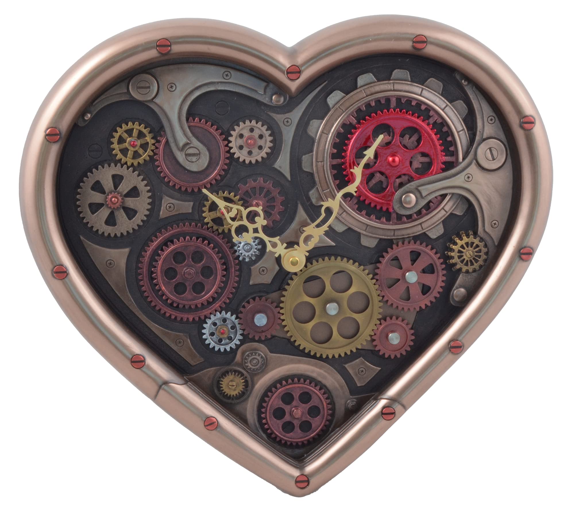 Veronese - Orologio da parete Steampunk a forma di cuore, bronzato