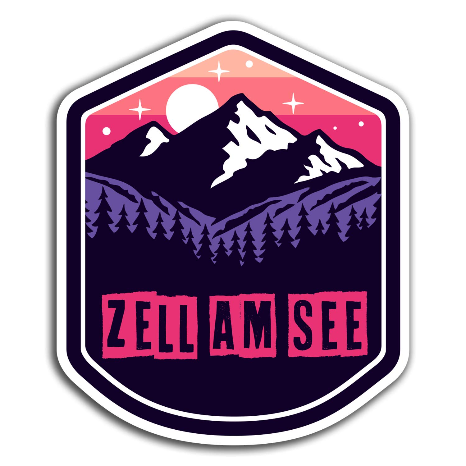 Destination Vinyl Ltd Multi 2 X 10Cm Zell Am See Peaks Vinyl Stickers - Travel Sticker Laptop Luggage #23487 (10Cm Tall)