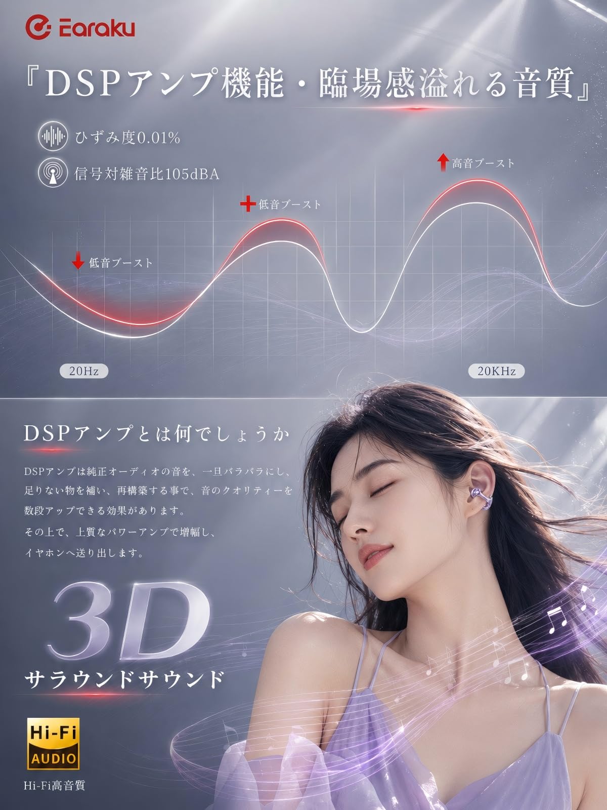 Amazon.co.jp: 【音質至上主義・アクセ感覚のイヤーカフ型】 Earaku