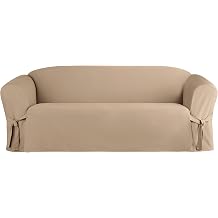 Sure Fit Heavyweight Cotton Duck One Piece Slipcover Box Cushion Sofa