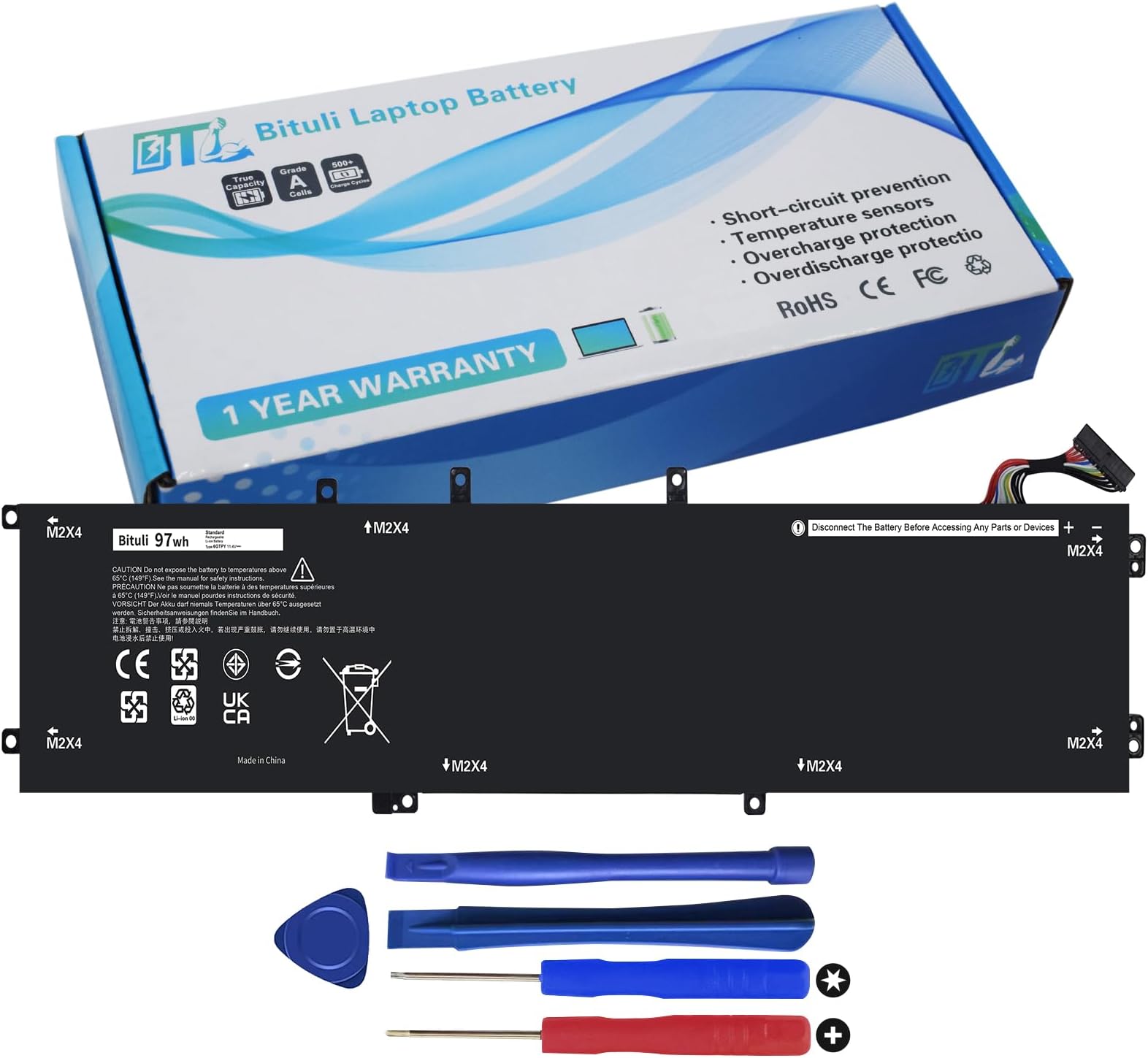 6GTPY Battery for Dell XPS 15-9560 15-9550 15-9570 15-7590 Precision 5520 5530 5540 5510 Vostro 7500 4GVGH 1P6KD 5XJ28 GPM03 P56F, 6GTPY Battery 97Wh