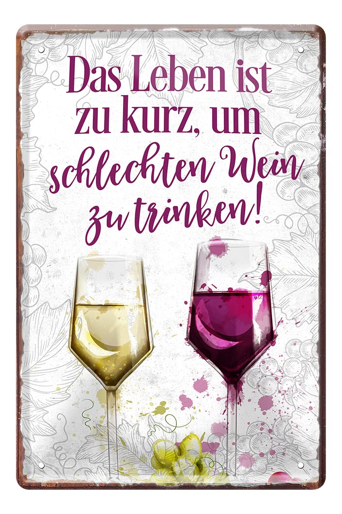 Lustiges Wein Blechschild mit witzigen Spruch - Retro Deko Lustiges Wein Blechschild mit witzigen Spruch - Retro Deko