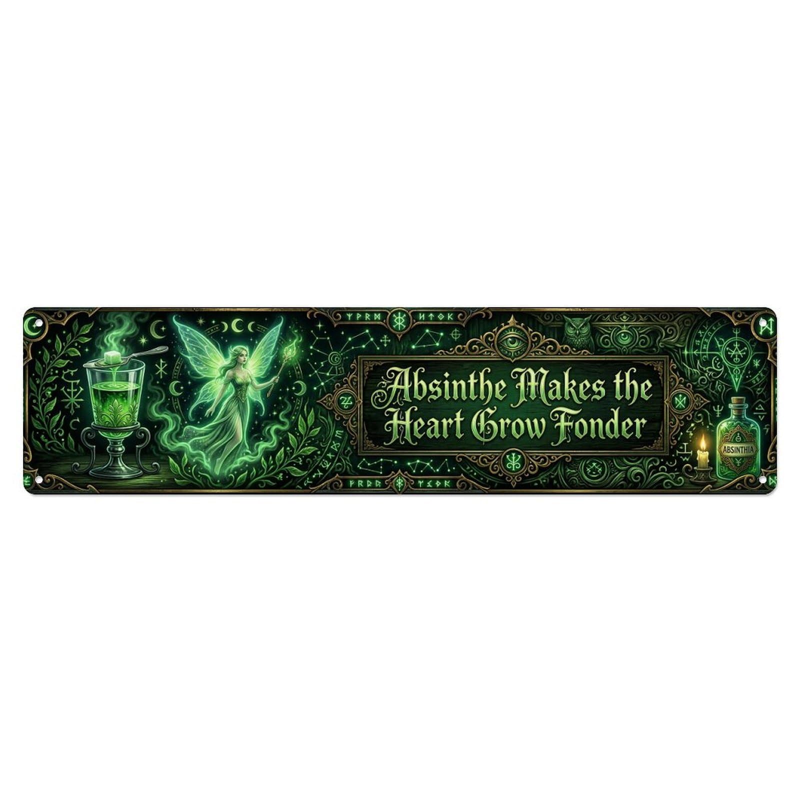 Absinthe Mysterious Bar Beverage Metal Tin Sign Plaque Wall Decor for Cafe, Club Bar, Office, Home Garden Metal Poster 4x16Inch